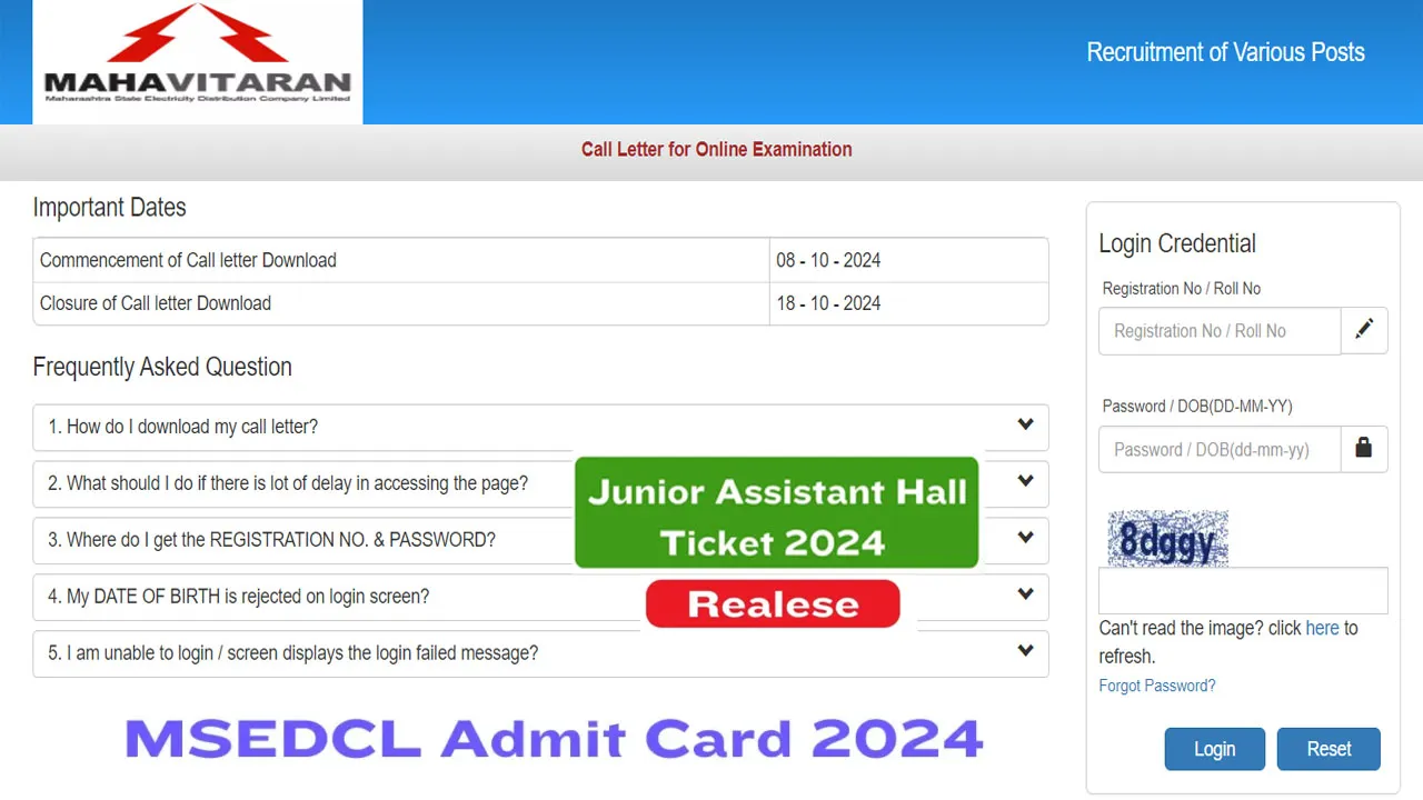 MSEDCL Junior Assistant Admit Card 2024